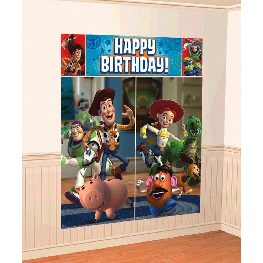 American Greetings Toy Story 3 Plastic Table Cover - 54x96 Inches, Red/Blue Design With Characters, For Birthday Parties