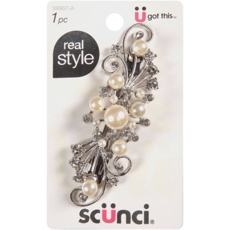 Conair Scunci Real Style Hair Barrette Barrette With Rhinestones