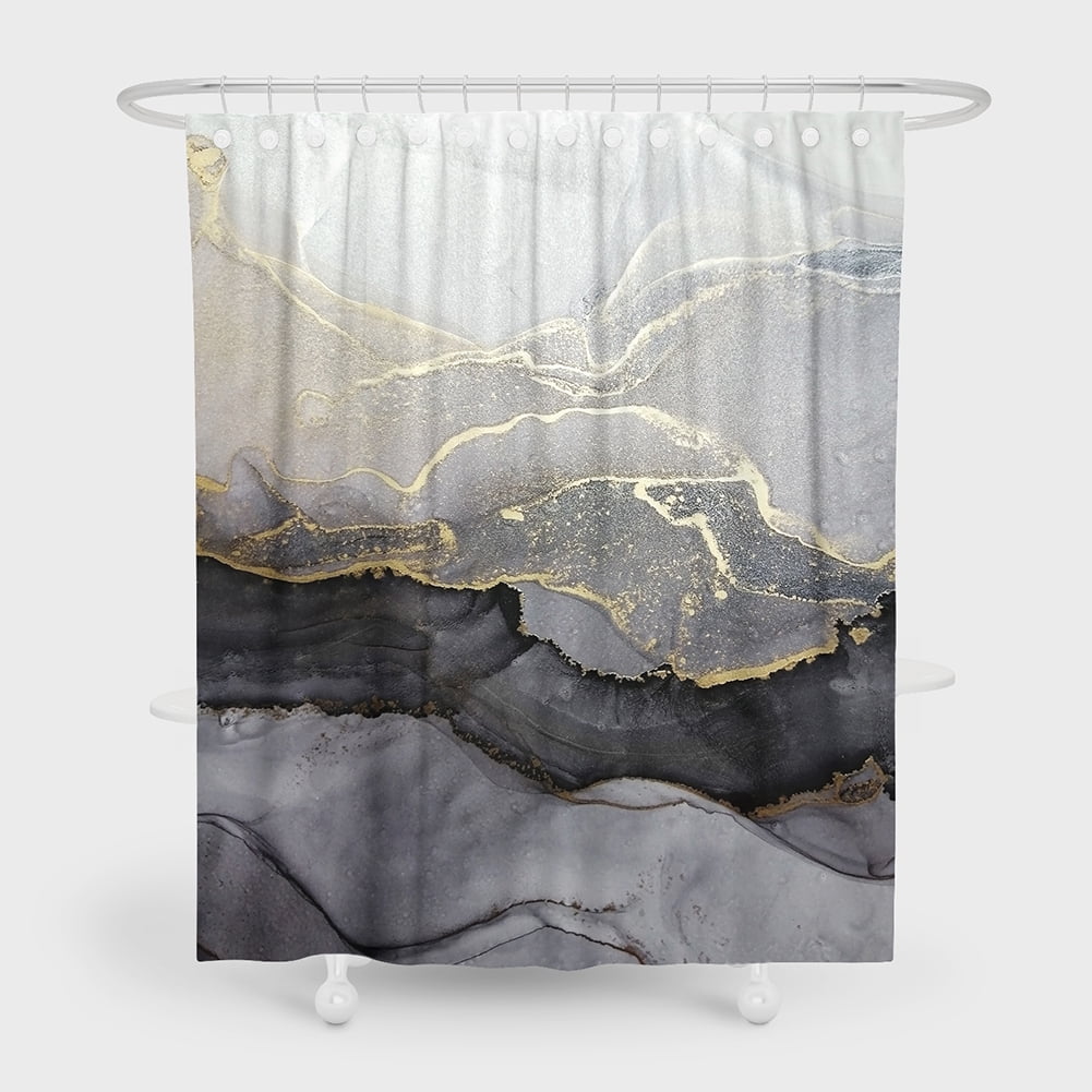 Chinatera 3D HD Marble Print Shower Curtains Bathroom