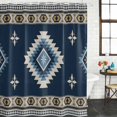 thumbnail image 2 of Blue Brown Boho Bathroom Shower Curtains with 12 Hooks Polyester Waterproof Shower Curtain for Stalls and Bathtubs Country Southwest Tribal Abstract Motifs Decorative Bathroom Curtain 36x72 Inches, 2 of 9