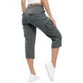 thumbnail image 3 of Cargo Pants for Women Ihhxva Women's Capri with Pockets Elastic Waist Sport Capris Lightweight Cotton Casual Hiking Summer Loose Fit Straight Leg S-3XL, 3 of 7