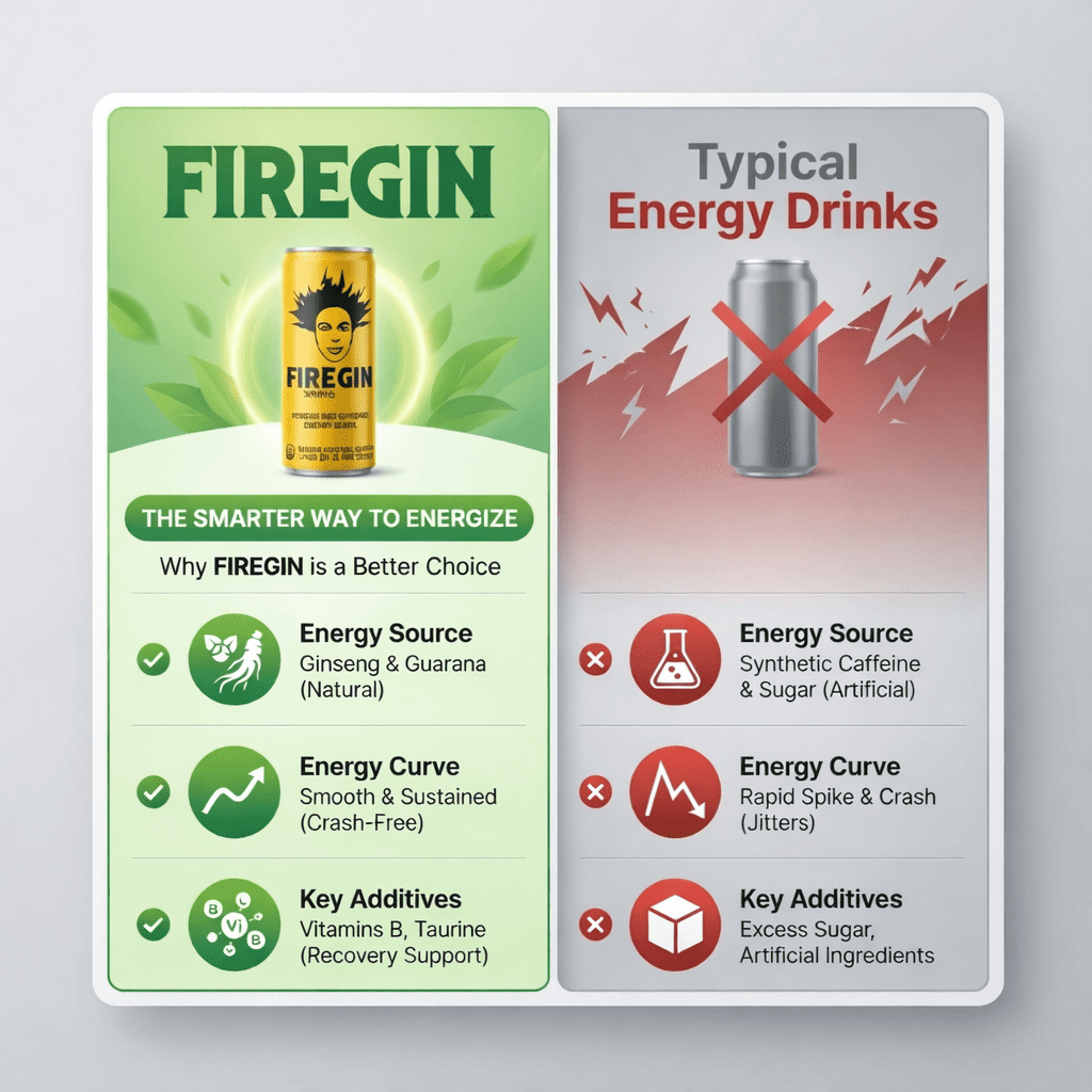 FIREGIN Energy Drink Korean Red Ginseng & Guarana - Crash-Free Energy – Focus, Stamina, Recovery – 78mg Caffeine, Taurine, B Vitamins – HACCP Certified – 8.4 fl oz, Case of 30