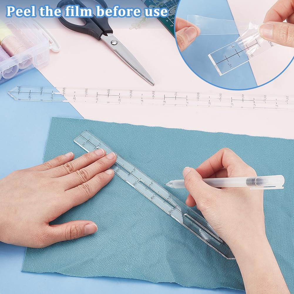 2 Sizes Quilting Ruler 9" and 15" Transparent Acrylic Non Slip Quiltings Clear Slotted Quilting Rulers Seam Guide Measuring Tool DIY