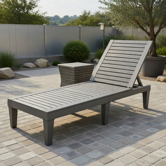 Heavy-Duty Outdoor Chaise Lounge Chair – 5-Position Adjustable Backrest, 400 lb Capacity, Lightweight PP Frame – Gray, Black & Brown Options