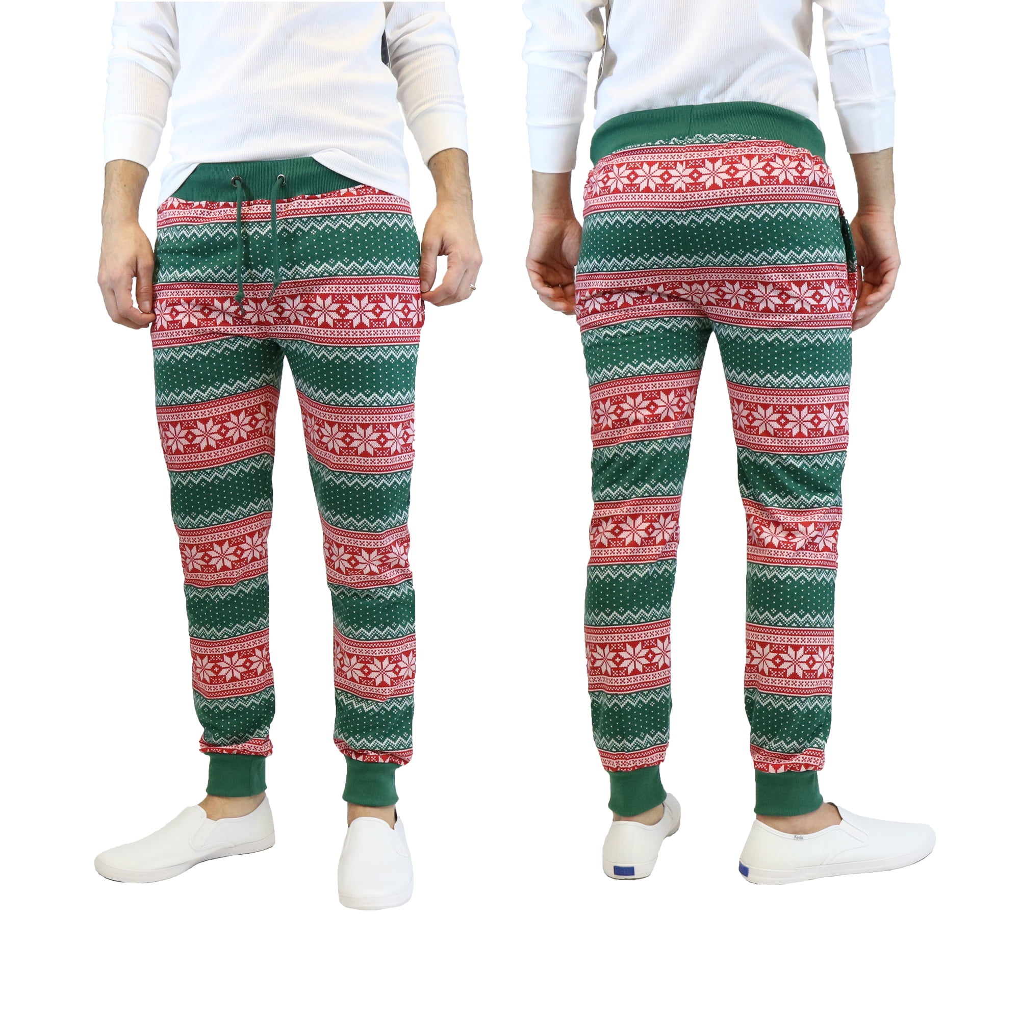 Mens Green Snowflake Printed Christmas 