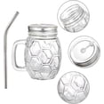 thumbnail image 3 of GFDYREE 8 Pack Glass Mason Jars with Lids and Straws, 16 Oz Mason Jar Drinking Glasses with Handle, Mason Mugs Cups with Honeycomb Pattern for Juice, Iced Coffee, Milk Tea, Smoothie, Cocktai, 3 of 7
