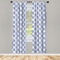 thumbnail image 4 of Ambesonne Pansy Window Curtains, Graphic Floral Top View Scene, Each 28" W x 95" L, Dark Ceil Blue and White, 4 of 4