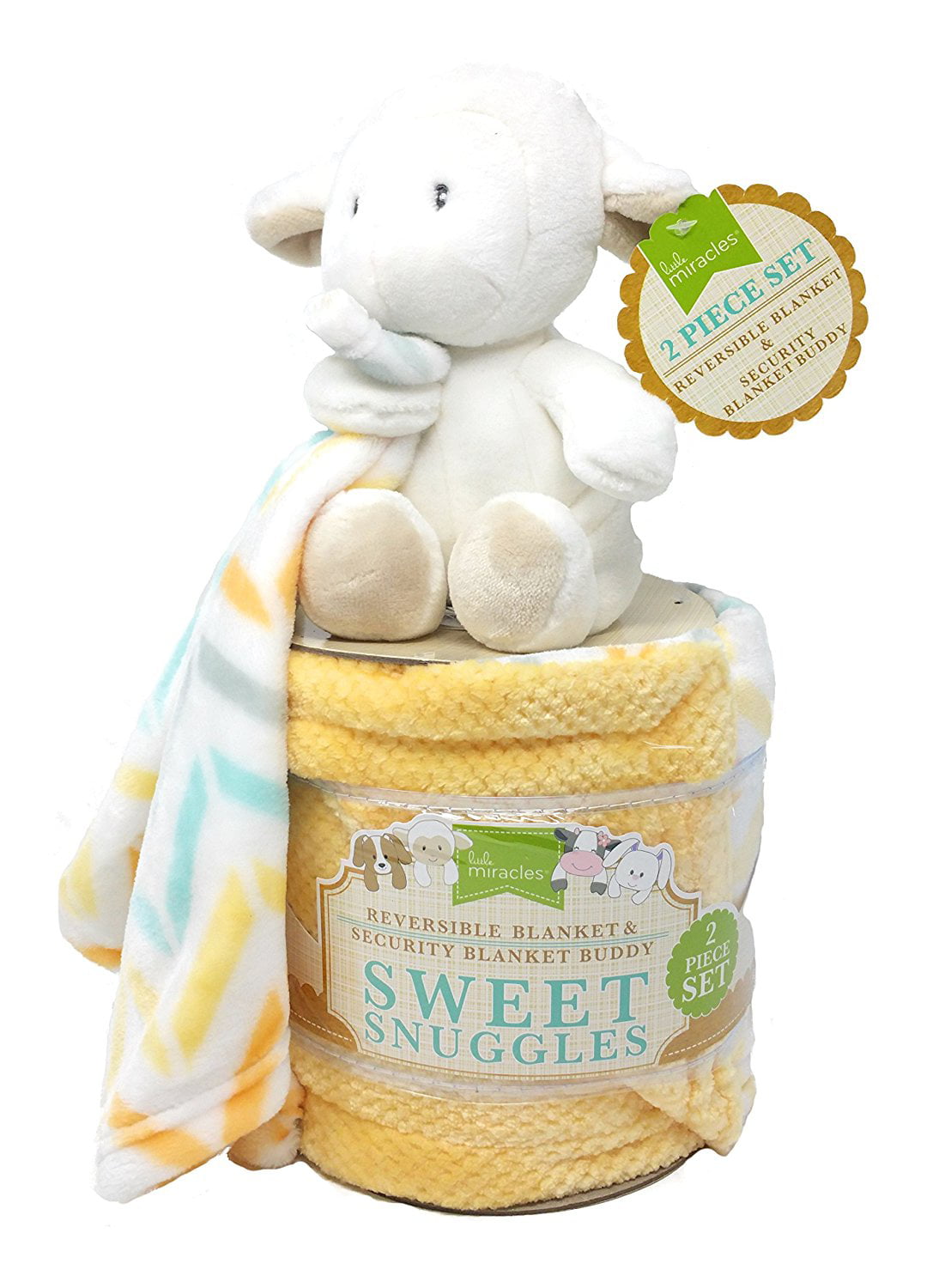 Sweet Snuggles 2 Piece Reversible Blanket And Security Blanket Sheep Buddy Set By Little Miracles Walmartcom Walmartcom
