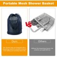 thumbnail image 4 of Roucerlin Portable Mesh Shower Caddy for Dorm Room Essentials, Hanging Bathroom Shower Tote Bag with Drawstring Side Pockets, Quick Dry Mesh Toiletry Bath Bag for Swimming Gym Beach Travel (Dark Blue), 4 of 7