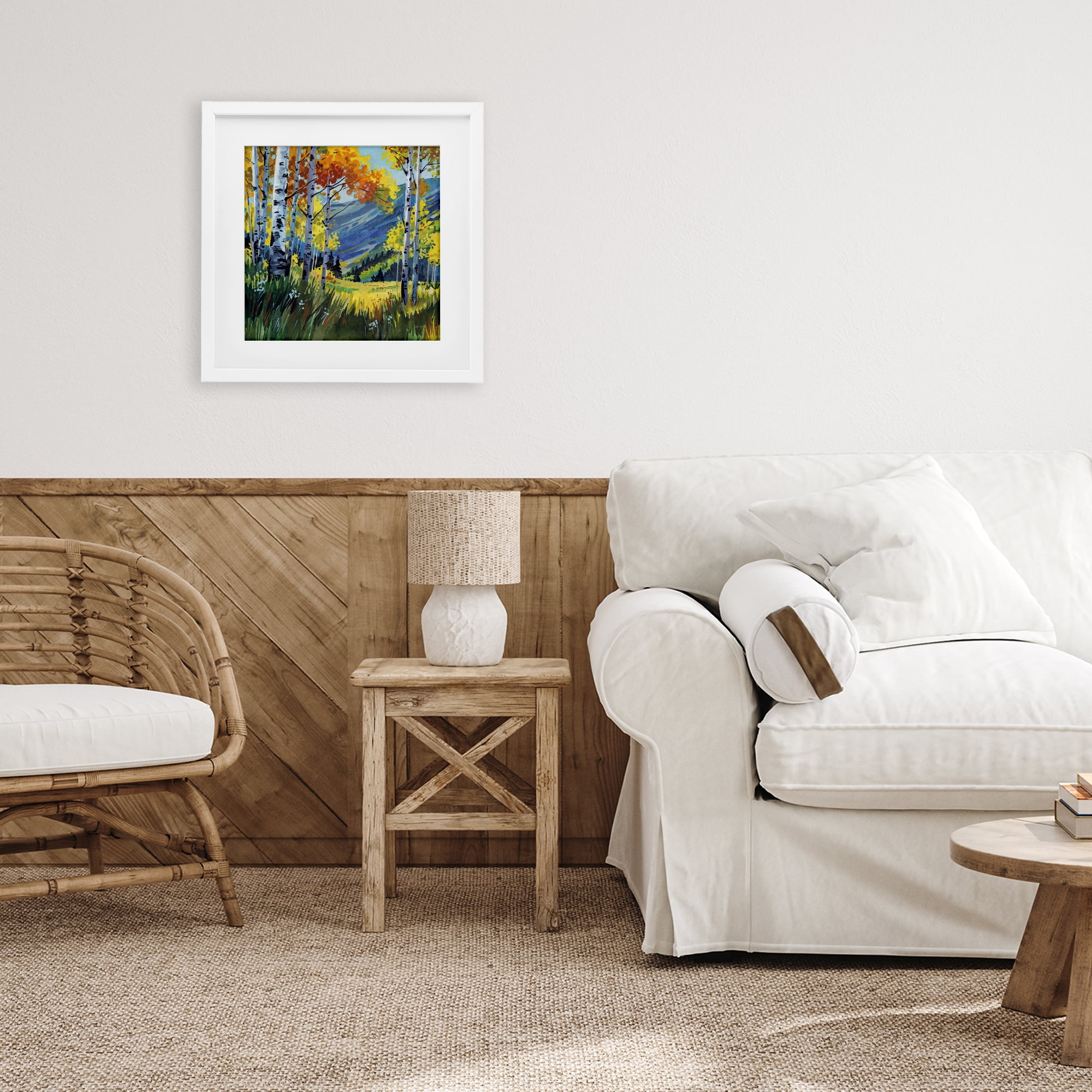 Stupell Industries Autumn Golden Birch Grove White Framed Print Under Glass, design by Kate Jarvik Birch