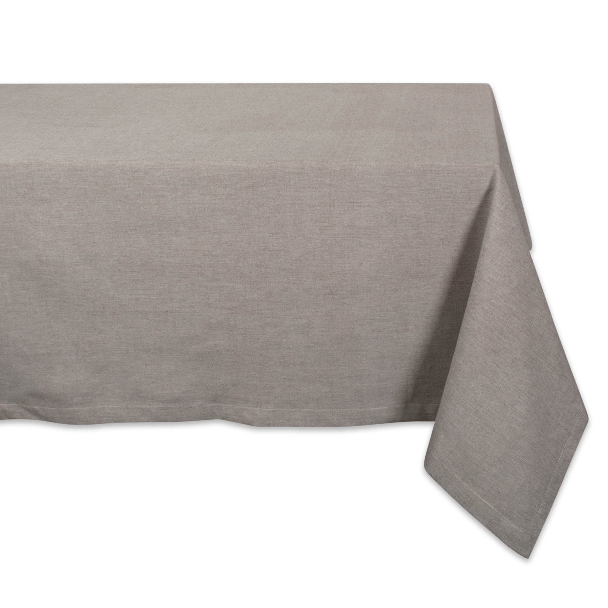 DII Stone Brown Solid Chambray Tablecloth, 60x104", 100 Cotton