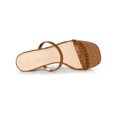 thumbnail image 4 of BLISSFUL STEP Square Toe Dual Strap Block Heel Slide Sandals for Women Brown 8.5, 4 of 6
