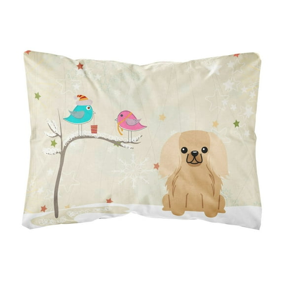Carolines Treasures BB2576PW1216 Christmas Presents between Friends Pekingese - Fawn Canvas Fabric Decorative Pillow,