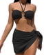 thumbnail image 1 of Trajes baño divididos 3 piezas para mujer Traje baño color sólido Trajes baño corte alto, 1 of 5