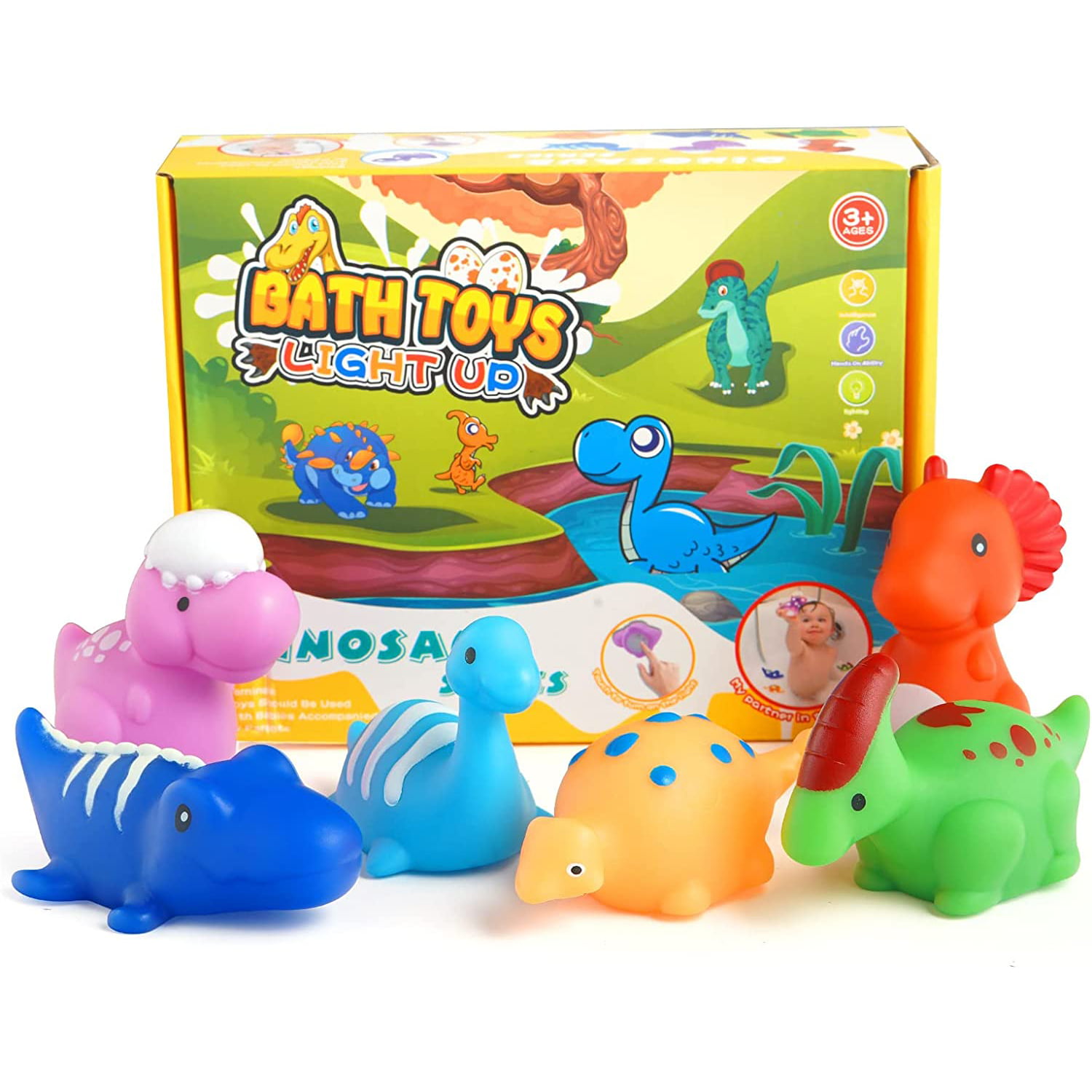 iyeam baby bath toys for toddlers 1-3, 6pcs dinosaur bath toys no hole bathtub  toys for kids ages 4-8