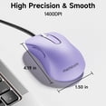 thumbnail image 6 of Wired Mouse, USB-A Wired , 1400 DPI Optical Tracking, 5 Buttons,Ergonomic Cord Mouse for PC/Mac/Laptop-Light Purple, 6 of 7