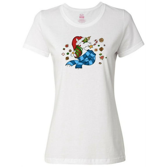 Inktastic Cute Christmas Unicorn with Cookies Women's T-Shirt