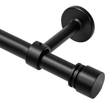 Black Heavy Duty Curtain Rods, Adjustable 66 to 120 Inches, 1" Diameter Thick Drapery Rod with Hidden Screw Brackets & Metal Finials