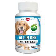 Coco and Luna Multivitamin for Dogs - Glucosamine Chondroitin for Joint Support, Milk Thistle for Dogs, Omega 3, Probiotics & Enzymes, Immune Support and Vitamins. 120 Chewable Tablets
