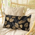thumbnail image 4 of Black Golden Palm Leaf Pillow Covers, Linen Long Throw Pillow Case, Tropical Plant Modern Luxury Holiday Pillow Protector Decorative Cushion Cover for Living Room/Bedroom 12" x 20", 4 of 8