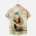 thumbnail image 5 of Hawaiian T-shirts for Men- Easter Rabbit Short Sleeve Beach Tops Bunny Printed Lapel Loose Tops Tops with Pocket, #11, Adult-2XS, 5 of 8