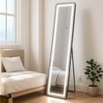 thumbnail image 1 of Espejo de Piso Cuerpo Completo con Luz Led de 3 Tonos Soporte y Marco Diseño Minimalista - Espejo de Pie y Pared para Dormitorio Recamara Sala Baño e Interiores 143 cm, 1 of 6