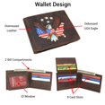 thumbnail image 4 of Mens RFID Blocking Leather Bifold Wallet  Patriotic American Eagle with USA Flag Design  Vintage Genuine Leather Brown with White Stars, 4 of 9