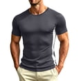 thumbnail image 2 of Ceisia Mens Side Stripe Color Block Crew Neck Short Sleeve Slim Fit Sports T-Shirt (Dark Gray S) Father's Day Gift, 2 of 8