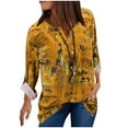 thumbnail image 1 of Mode Femmes Décontracté Vintage Imprimé Col en V Manches Longues Chemise Blouse Hauts, 1 of 1