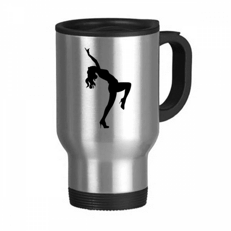 

Hot Beautiful Woman Dancing Outline Travel Mug Flip Lid Stainless Steel Cup Car Tumbler Thermos