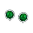 thumbnail image 2 of Bling Jewelry Womens Traditional 2CT Round Green CZ Halo Clip-On Earrings Silver Plated 7MM, 2 of 4