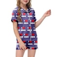 thumbnail image 1 of Children DIY Anniversary Print Pajama Set Short Sleeve Button Up Top And Shorts Set, 1 of 5