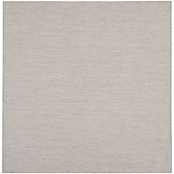 Nourison 10' x 10' Courtyard Modern Easy Care Flatweave Indoor Outdoor Square Rug Ivory Silver