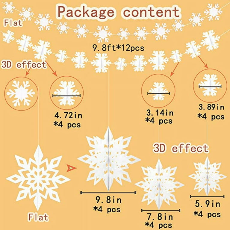 CCINEE 12 Pieces 3D Snowflake Hanging Garland with String for Christma —  CHIMIYA