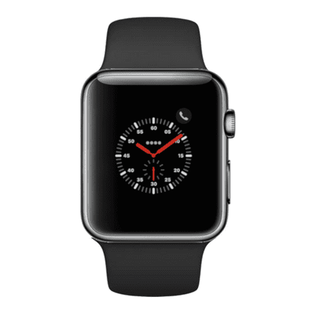 Apple Watch Series 3, 42MM, GPS + Cellular, Space Black Stainless Steel Case, Black Sport Band (Non-Retail