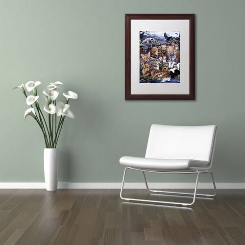 Trademark Fine Art 'Forest Friends' Canvas Art by Jenny Newland, White Matte, Wood Frame