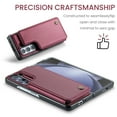 thumbnail image 2 of Feishell for Samsung Galaxy Z Fold5 Case with Card Holder, Wallet Case for Women Men with RFID Blocking, Durable PU Leather Kickstand Magnetic Clasp Shockproof Phone Case,Winered, 2 of 8