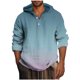 thumbnail image 1 of Blusa de manga larga con capucha para hombre, estilo informal, con botones, estampado degradado, de poliéster, 1 of 4
