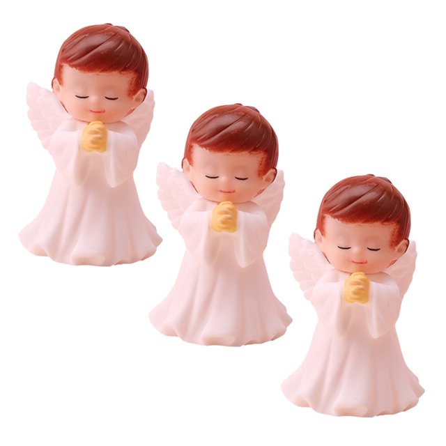 Figuras de ángel rezando, estatua de bebé, decoración del hogar, adorno de jardín de hadas, joyería, 3 piezas
