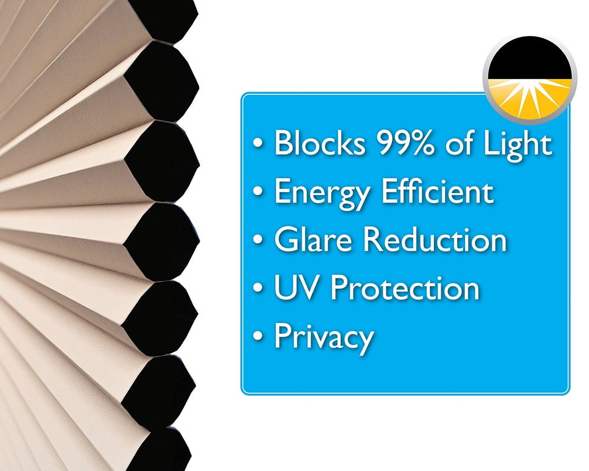 Redi Shade No Tools Easy Lift Trim-at-Home Cordless Cellular Blackout Shade Natural, 36" W x 64" L, (Fits windows 19"- 36")
