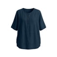 thumbnail image 7 of TGSLY Women's 3/4 Sleeve Tops Lightweight Soft Henley V Neck Half-Button Front Cotton Shirts Loose Fit Dressy Casual Solid Color Blouses M, 7 of 7