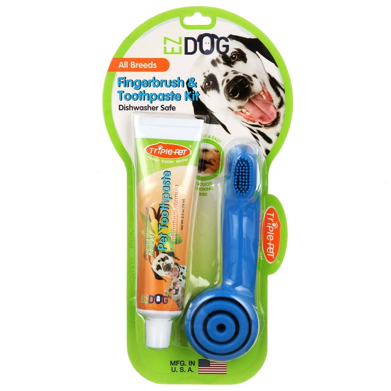 ドック ダブルトリートメント 3点セット Triple Pet EZ Dog Dental Kit with Finger Brush and Dog Toothpaste