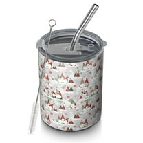 12oz Coffee Tumblers Multicolor Christmas Gnome Pattern Stainless Steel Vacuum Insulated Travel Tumbler Coffee Cups Mug with Lid and Straw with Cleaning Brush for Cold & Hot Drinks