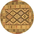 thumbnail image 1 of Ahgly Company Indoor Round Abstract Brown Contemporary Area Rugs, 3' Round, 1 of 4