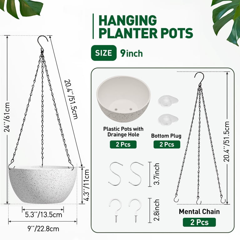 2-Pack Hanging Planters with Chains, 9 Inch photo 8