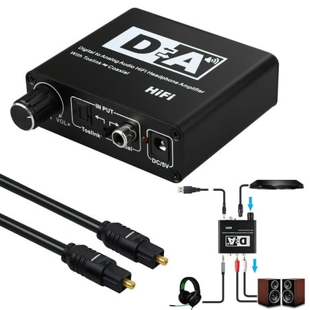 EEEkit 192kHz Digital Toslink to Analog Audio Converter L/R DAC 3.5mm Headphone Jack 5V for Smart TV Apple TV DVD