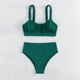 thumbnail image 2 of HAPIMO Women's 2Pc Bikini Sets Soild Color Sleeveless Vintage High Waist Tropical Hawaii Swimsuit Trendy Bikini Summer Beach Green L, 2 of 6