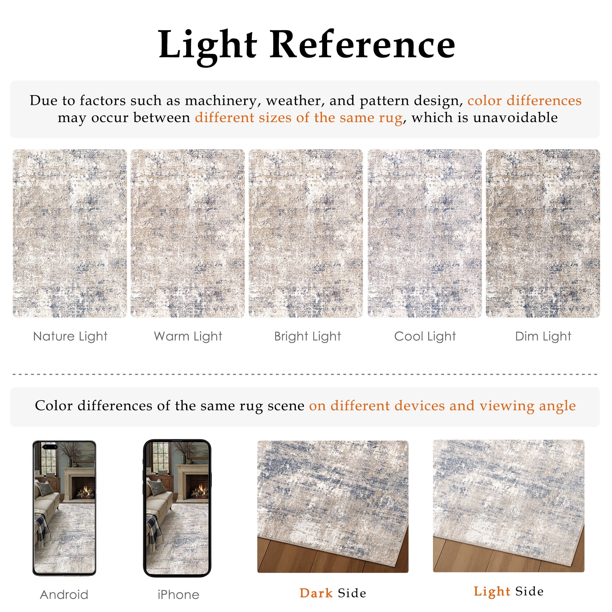BERTHMEER 6'x9' Blue Abstract Area Rugs for Living Room Bedroom Dining Room Office Farmhouse Distressed Machine Washable Non-slip