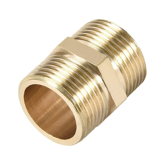 Brass Pipe Fitting Connector Straight Hex Nipple Coupler 3/4 x 3/4 G Male Thread Hose Fittings Gold Tone 1pcs