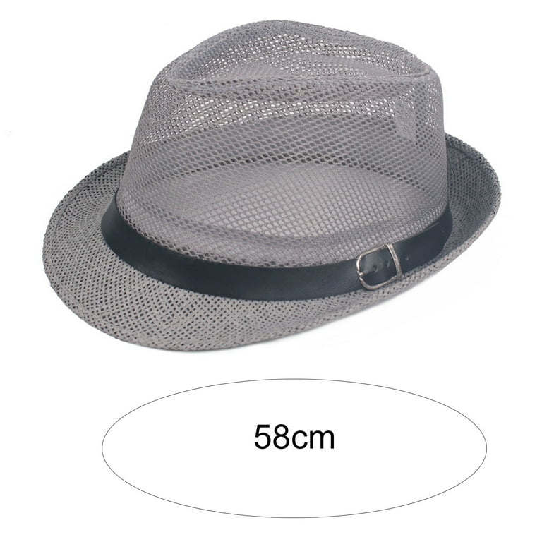 Men Fedora Wide Brim Mesh Spring Summer Pure Color Low-profile
